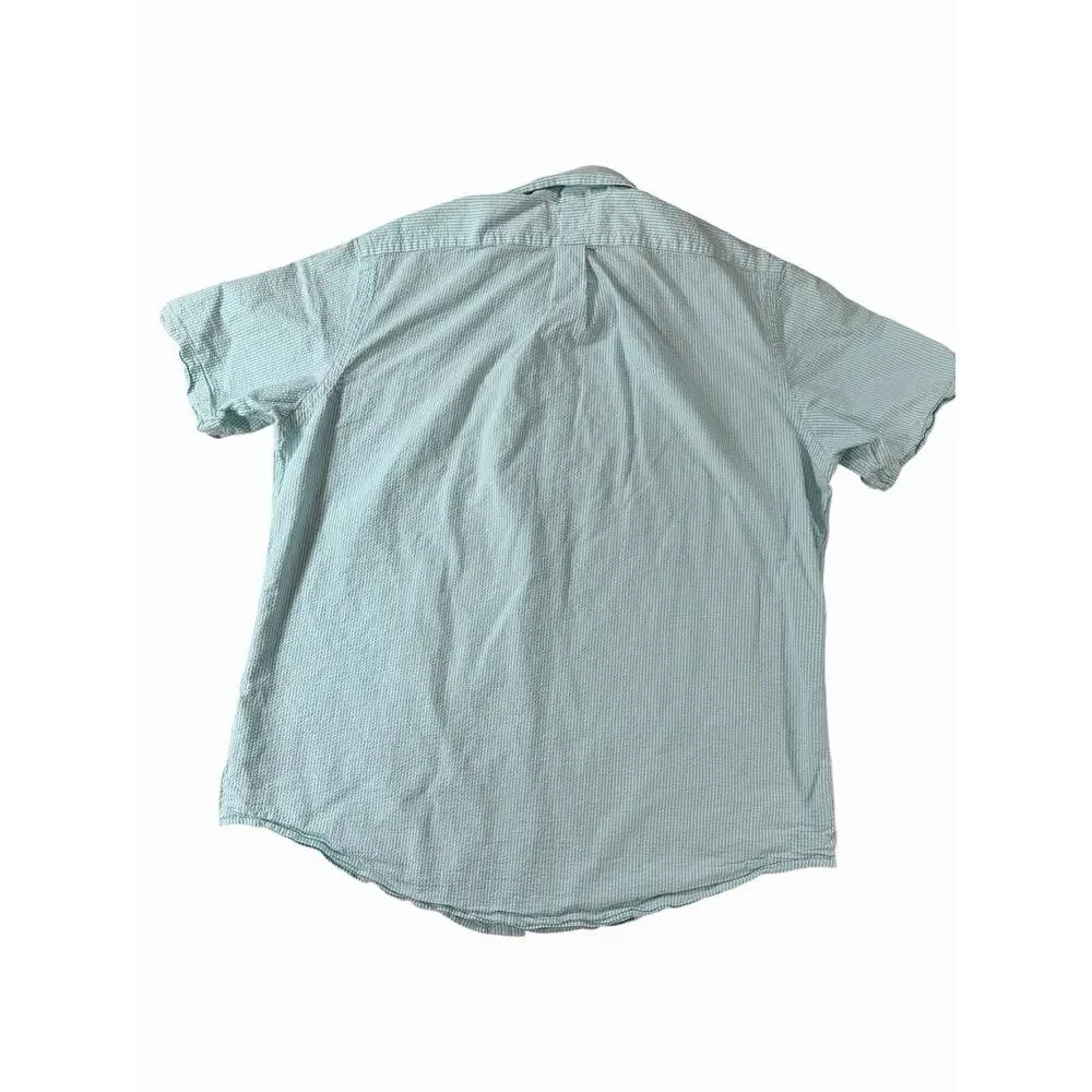 Ralph Lauren Classic Fit Seersucker Shirt Men's XL Mint Green Pink Pony